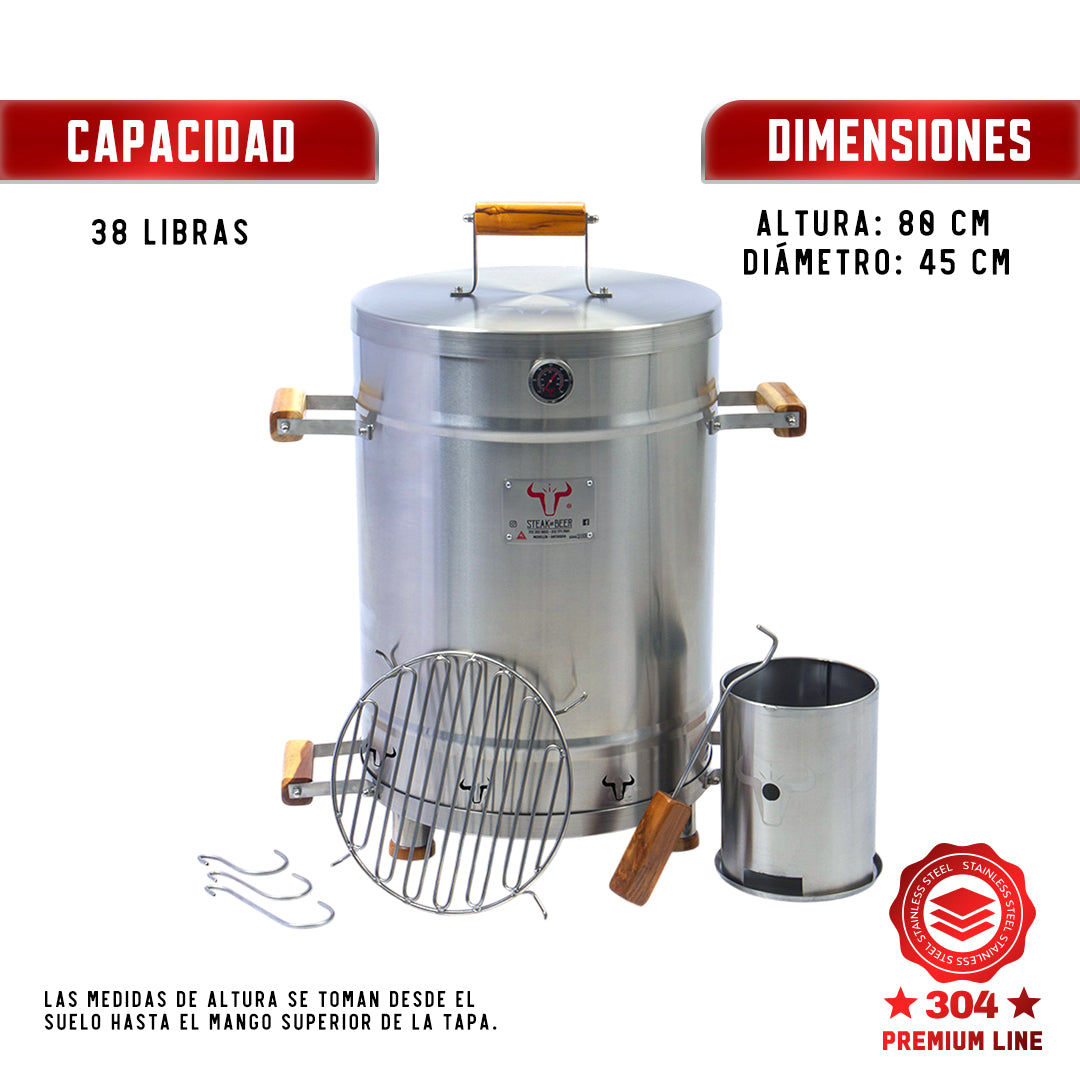 Barril Asador Grande 38 libras INOX Premium
