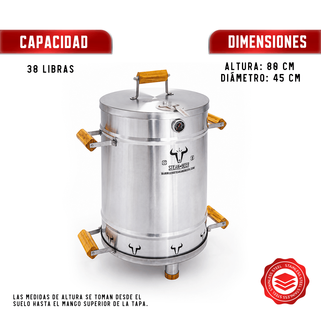 Barril Asador Tamaño Grande 38 Libras - Línea INOX